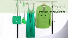  Presentation with formal jacket - PPT theme enhanced with female-formal-green-suit-jacket background and a mint green colored foreground