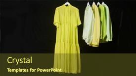  Presentation with formal jacket - Presentation theme consisting of female-formal-yellow-suit-jacket background and a tawny brown colored foreground