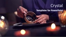  Presentation with fortune teller - Presentation theme having female-fortune-teller-divines background and a navy blue colored foreground