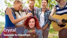  Presentation with sweet sixteen birthday - PPT theme featuring female friend put birthday hat background and a  colored foreground