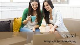  Presentation with coffee shop - Amazing theme having female friends at the local backdrop and a coral colored foreground