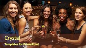  Presentation with girls night - Presentation design featuring female friends enjoying night background and a tawny brown colored foreground
