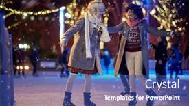  Presentation with ice rink - PPT layouts having female-friends-enjoying-skating background and a ocean colored foreground