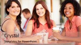  Presentation with nurse meeting a family - Presentation consisting of female friends meeting in caf background and a coral colored foreground