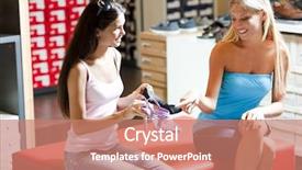  Presentation with purchasing - Theme enhanced with female friends purchasing shoes background and a coral colored foreground