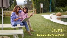 Presentation with friendship day - Slide set enhanced with female-friends-sitting background and a tawny brown colored foreground