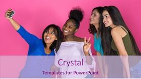  Presentation with teen - Audience pleasing PPT theme consisting of female friends spending time together backdrop and a sky blue colored foreground