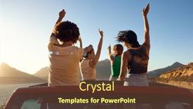  Presentation with roof - Theme consisting of female-friends-standing-up-through background and a tawny brown colored foreground