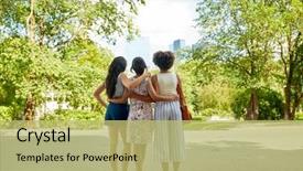  Presentation with multiculturl people - Presentation theme featuring female friendship people and leisure background and a yellow colored foreground