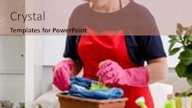  Presentation with plants - PPT layouts enhanced with female-gardener-with-plants-indoors background and a coral colored foreground