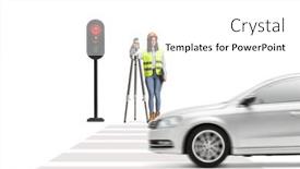 Presentation with surveyor - Theme with female-geodetic-surveyor background and a white colored foreground