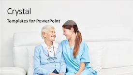  Presentation with senior citizen - Presentation theme consisting of female geriatric nurse and senior background and a white colored foreground