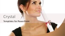  Presentation with diploma - PPT theme consisting of female graduate holding a diploma background and a lemonade colored foreground