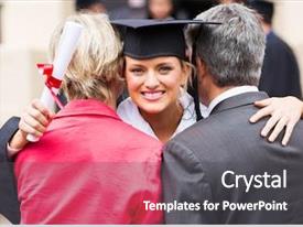 Female Graduate Hugging Her Parents PPT template 51 | CrystalGraphics
