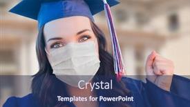  Presentation with wearing swimming goggles and cap - Presentation theme with female-graduate-in-cap background and a ocean colored foreground