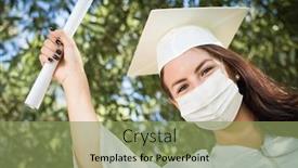  Presentation with medical face mask - Presentation theme consisting of female-graduate-in-cap background and a seafoam green colored foreground