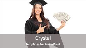  Presentation with college student money - Cool new presentation design with graduationmoney - female graduate student holding money backdrop and a gray colored foreground