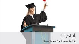  Presentation with certificate - PPT layouts having female-graduate-student-holding background and a light gray colored foreground