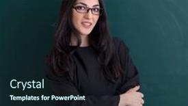  Presentation with green - Slide set featuring female-graduate-student-in-front background and a wine colored foreground