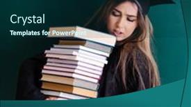  Presentation with green - Presentation design with female-graduate-student-in-front background and a ocean colored foreground