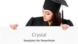  Presentation with teen girl - Beautiful PPT theme featuring female-graduate-student-peeking backdrop and a white colored foreground