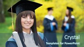  Presentation with female college student for health check up - Slide deck featuring certificate completion - female graduation student background and a ocean colored foreground