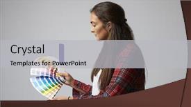  Presentation with graphic - Audience pleasing PPT layouts consisting of female graphic designer with color backdrop and a  colored foreground