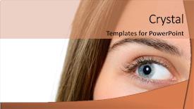  Presentation with blue green - Amazing slide deck having female green-blue eye closeup backdrop and a coral colored foreground