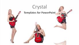  Presentation with performer - Colorful slides enhanced with female-guitar-performer-isolated backdrop and a white colored foreground