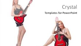  Presentation with performer - Colorful presentation theme enhanced with female-guitar-performer-isolated backdrop and a white colored foreground