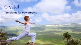  Presentation with gymnastics - Presentation theme having female gymnastics on the cliff edge background and a light blue colored foreground