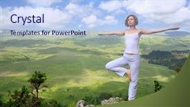  Presentation with gymnastics - Cool new presentation theme with female gymnastics on the cliff edge backdrop and a light blue colored foreground