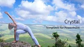  Presentation with gymnastics - Colorful theme enhanced with female-gymnastics-on-the-cliff backdrop and a light blue colored foreground
