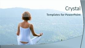  Presentation with gymnastics - Presentation theme featuring female gymnastics on the cliff edge background and a sky blue colored foreground