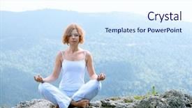  Presentation with gymnastics - Presentation theme with female-gymnastics-on-the-cliff background and a sky blue colored foreground