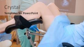  Presentation with gynecologist - Audience pleasing PPT theme consisting of female-gynecologist-and-patient-ultrasound backdrop and a lemonade colored foreground