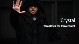  Presentation with firewall - Cool new PPT layouts with stop piracy - female hacker hacking security firewall backdrop and a black colored foreground