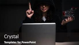  Presentation with firewall - Amazing PPT theme having piracy - female hacker hacking security firewall backdrop and a dark gray colored foreground