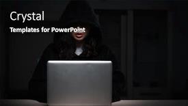  Presentation with firewall - Slide deck featuring female hacker hacking security firewall late in office background and a black colored foreground
