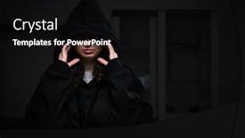  Presentation with female security - Amazing slide set having female hacker hacking security firewall late in office backdrop and a black colored foreground