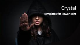  Presentation with firewall - Beautiful PPT theme featuring female-hacker-hacking-security-firewall backdrop and a black colored foreground