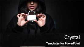  Presentation with firewall - Cool new PPT theme with female-hacker-hacking-security-firewall backdrop and a black colored foreground
