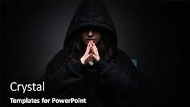  Presentation with female security - PPT theme with female-hacker-hacking-security-firewall background and a black colored foreground