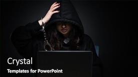  Presentation with firewall - PPT theme enhanced with female-hacker-hacking-security-firewall background and a black colored foreground
