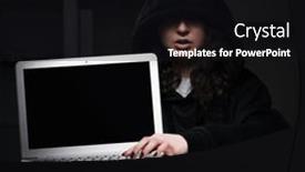  Presentation with female security - Presentation design having female-hacker-hacking-security-firewall background and a black colored foreground