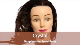  Presentation with mannequin - Slides having female hair dressers mannequin head with human eyes isolated on white with room for your text background and a red colored foreground