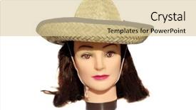 Presentation with mannequin - Slide deck featuring female hair dressers mannequin head wears a mexican sombrero isolated on white with room for your text background and a lemonade colored foreground