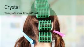  Presentation with hair dressing - Presentation theme having female hair during hair dressing background and a  colored foreground