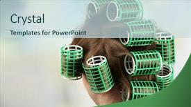  Presentation with long hair - Beautiful presentation featuring female hair during hair dressing backdrop and a sky blue colored foreground