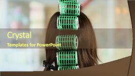  Presentation with hair dressing - PPT theme consisting of female hair during hair dressing background and a tawny brown colored foreground